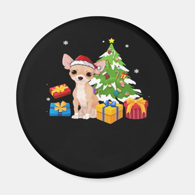 Funny Santa Chihuahua Dog Weihnachtsbaum Geschenke Magnet (Vorne)