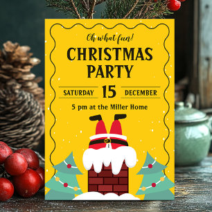 Funny Santa Chimney Weihnachts-Party Einladung