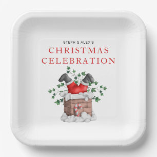 Funny Santa Chimney Weihnachts-Party Pappteller