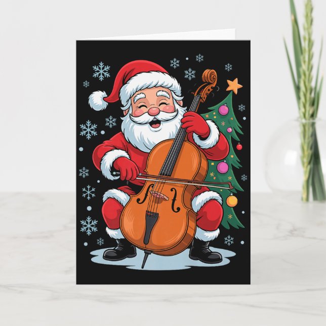 Funny Santa Christmas Design Cello Holiday Xmas Pa Karte (Vorderseite)