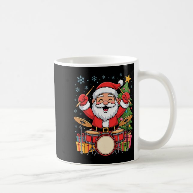 Funny Santa Christmas Design Drums Holiday Xmas Pa Kaffeetasse (Rechts)