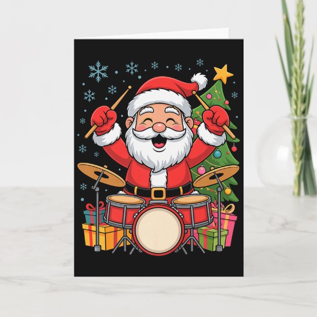 Funny Santa Christmas Design Drums Holiday Xmas Pa Karte (Vorderseite)