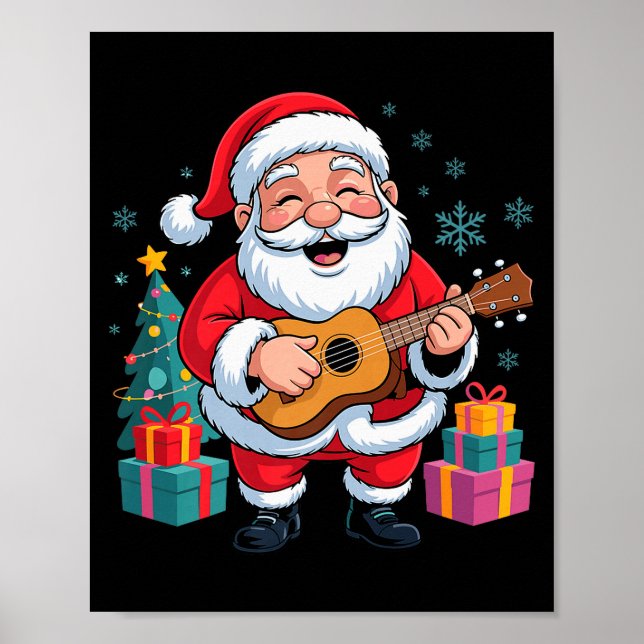 Funny Santa Christmas Design Ukulele Holiday Xmas  Poster (Vorne)