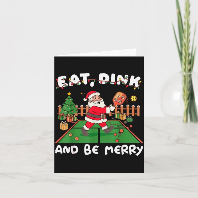 Funny Santa Ckleball Christmas Eat Dink And Be Mer Karte (Vorderseite)
