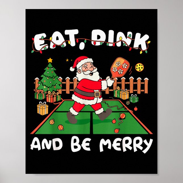 Funny Santa Ckleball Christmas Eat Dink And Be Mer Poster (Vorne)