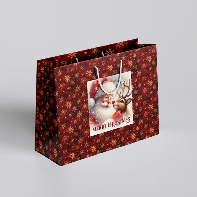Funny Santa Claus and Rudolph Kids Christmas Gift  Große Geschenktüte (Funny Santa Claus and Rudolph Kids Christmas Gift Bag

)