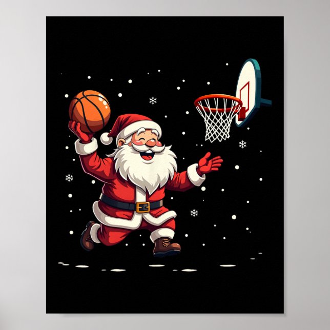 Funny Santa Claus Basketball Merry Christm spielen Poster (Vorne)