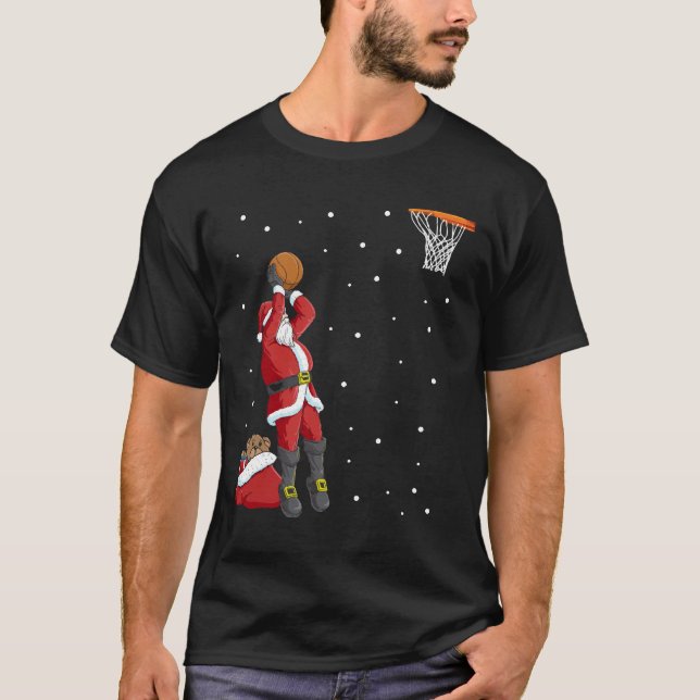 Funny Santa Claus Basketball Weihnachtsjumper Gesc T-Shirt (Vorderseite)