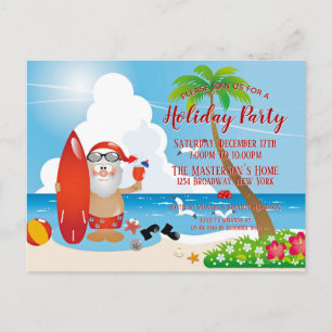 Funny Santa Claus Beach Feier Einladung Postkarte