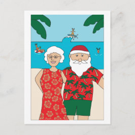 Funny Santa Claus Beach Feiertagspostkarte