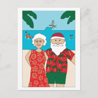 Funny Santa Claus Beach Feiertagspostkarte