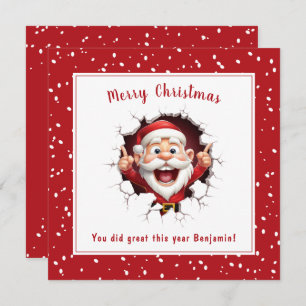 Funny Santa Claus bricht durch Red Christmas Karte