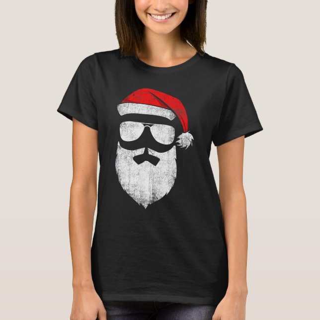 Funny Santa Claus Brille mit Hutbart C T-Shirt (Vorderseite)
