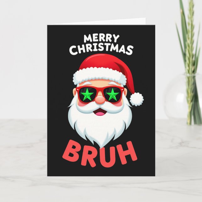 Funny Santa Claus Bruh Christmas Card Meme Karte (Vorderseite)