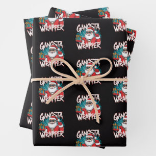 Funny Santa Claus Christmas Gangsta Wrapper Geschenkpapier Set