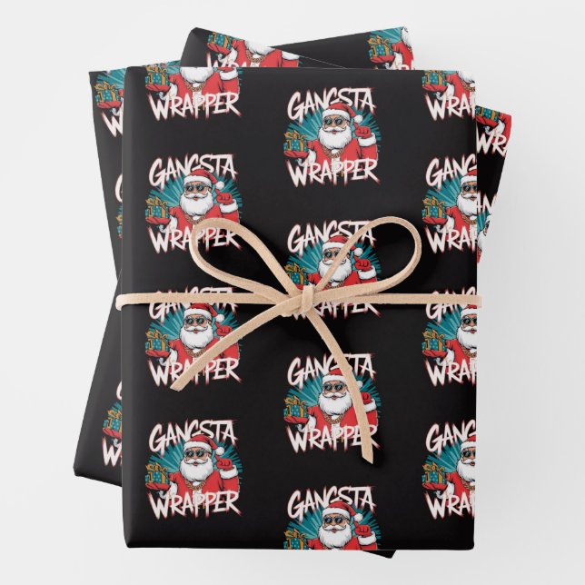 Funny Santa Claus Christmas Gangsta Wrapper Geschenkpapier Set (Beispiel)