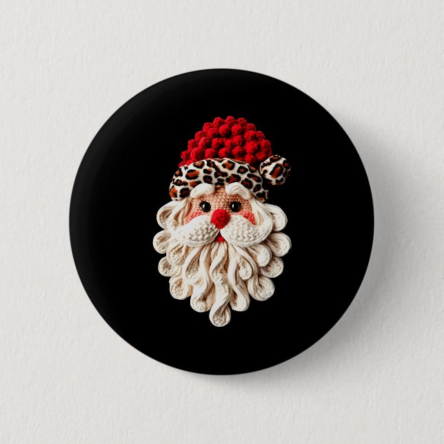 Funny Santa Claus Crochet Pajamas Holiday Xmas Chr Button (Vorderseite)