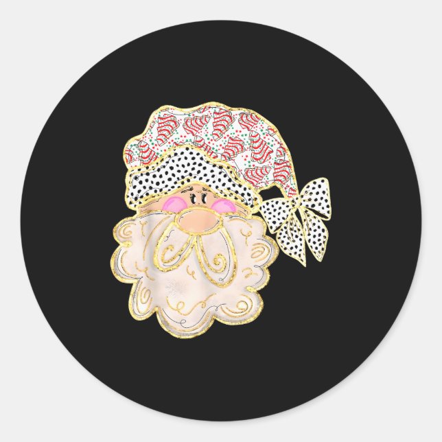 Funny Santa Claus Crochet Xmas Pajamas Holiday Chr Runder Aufkleber (Vorderseite)