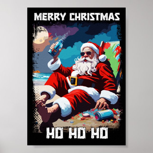 Funny Santa Claus Entspannen am Pop Kunst Poster (Vorne)