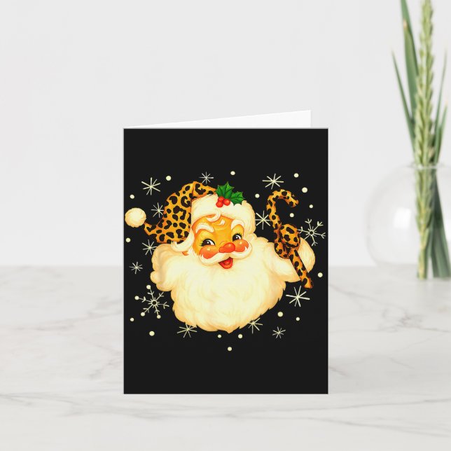Funny Santa Claus Face Christmas Xmas Leopard Sant Karte (Vorderseite)