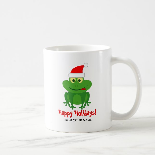 Funny Santa Claus Frosch Cartoon Weihnachten Weihn Kaffeetasse (Rechts)