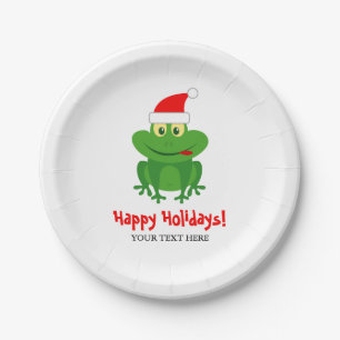 Funny Santa Claus Frosch Cartoon Weihnachten Weihn Pappteller