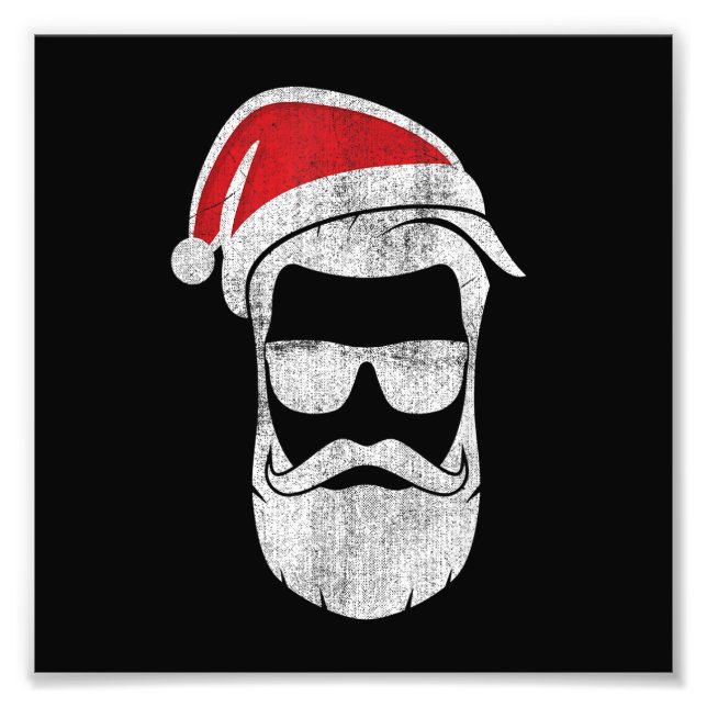 Funny Santa Claus Gesicht mit Hat Beard & Glasses  Fotodruck (Vorne)