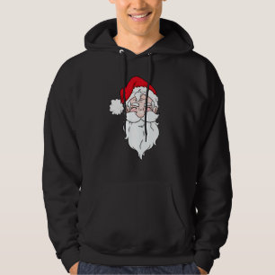 Funny Santa Claus Gesicht mit Hut Bart Weihnachten Hoodie