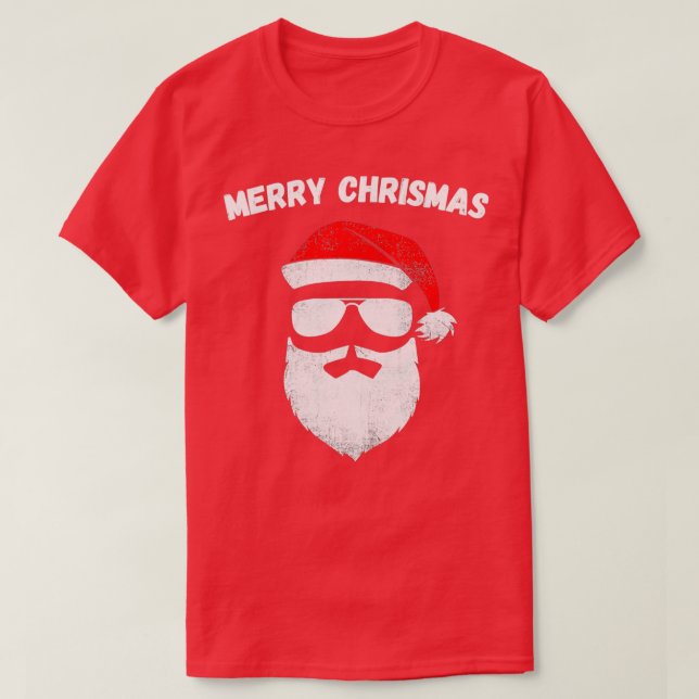 Funny Santa Claus Gesicht Sonnenbrille mit 4 T-Shirt (Design vorne)