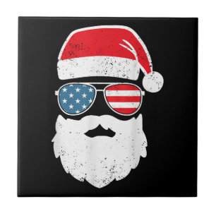Funny Santa Claus Gesicht Sonnenbrille Patriotic A Fliese