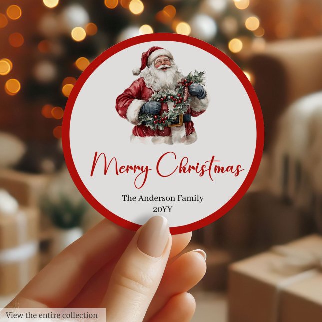 Funny Santa Claus Gift Label for Christmas Party Runder Aufkleber (Funny Santa Claus Gift Label for Christmas Party)