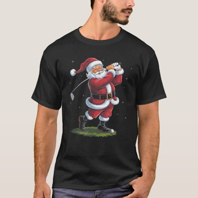 Funny Santa Claus Golf Weihnachtsbeleuchtung Xm T-Shirt (Vorderseite)