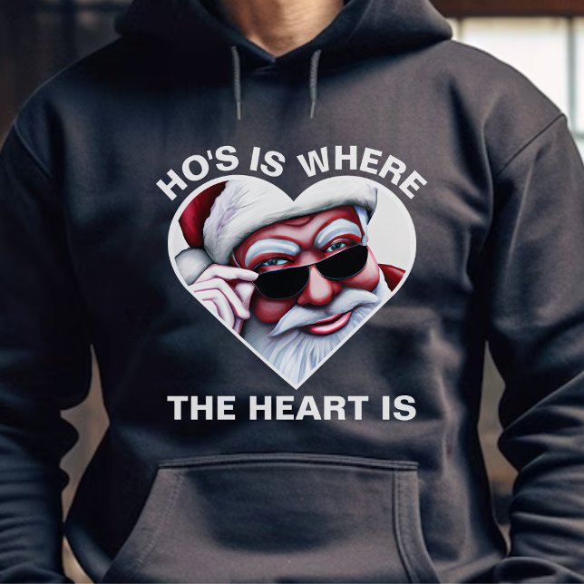 Funny Santa Claus Ho's ist, wo das Herz ist Joke Hoodie (Funny Santa Claus Ho's Is Where the Heart Is Dirty Joke Christmas Hoodie)