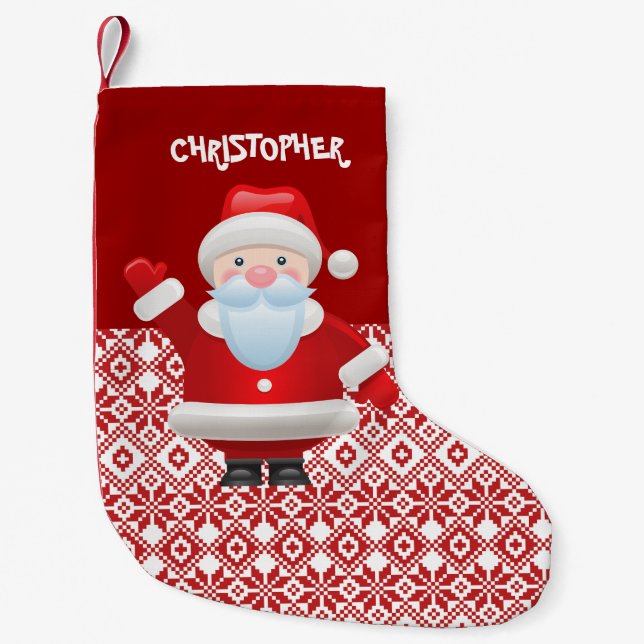 Funny Santa Claus Individuelle Name Kleiner Weihnachtsstrumpf (Vorderseite)