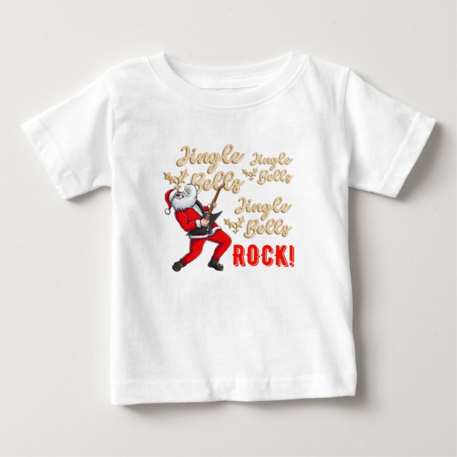 Funny Santa Claus Jingle Bell Rock Weihnachten Baby T-shirt (Vorderseite)