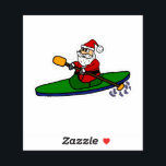 Funny Santa Claus Kayaking Christmas Cartoon Aufkleber<br><div class="desc">Cool fun cute Santa Claus in Kayak Christmas design is popular with kayakers and Santa Claus lovers and nature lovers during Christmas holidays.</div>