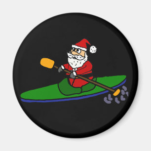 Funny Santa Claus Kayaking Weihnachts-Cartoon Magnet