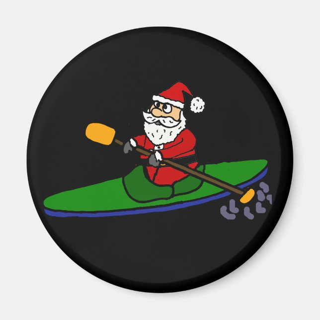 Funny Santa Claus Kayaking Weihnachts-Cartoon Magnet (Vorne)