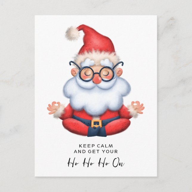 Funny Santa Claus Meditate Behalt Calm Postkarte (Vorderseite)