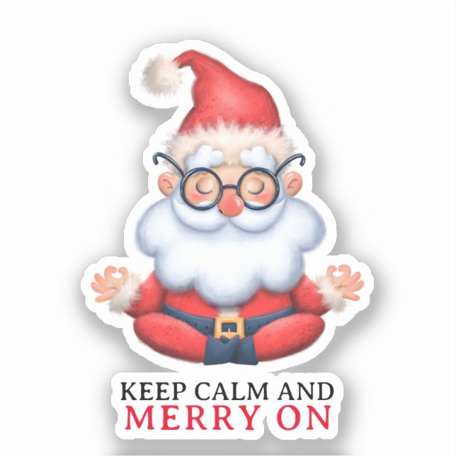 Funny Santa Claus Meditate Behielt Ruhe und Fröhli Aufkleber (Vorderseite)