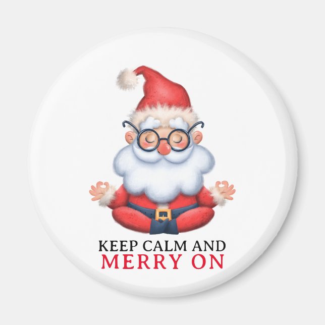 Funny Santa Claus Meditate Behielt Ruhe und Fröhli Magnet (Vorne)