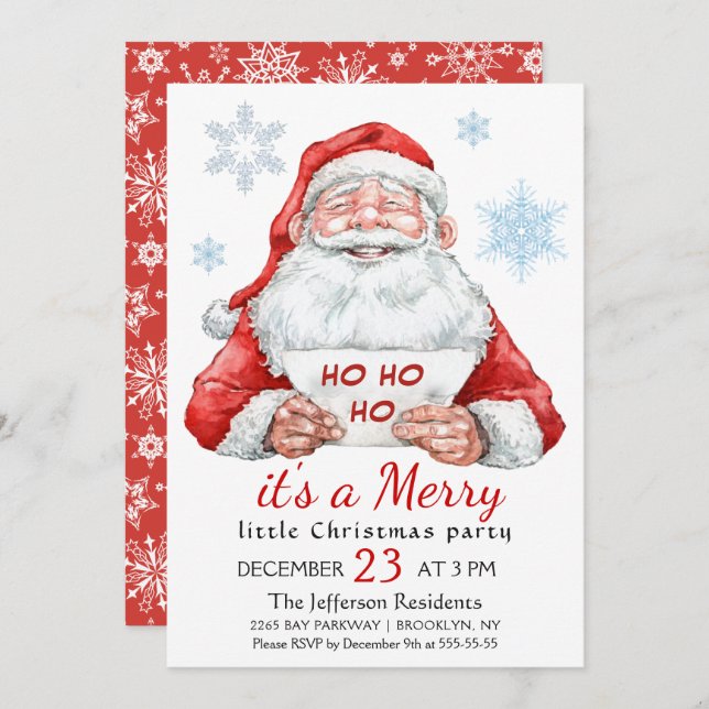 Funny Santa Claus Merry Christmas Kleines Party Einladung (Vorne/Hinten)
