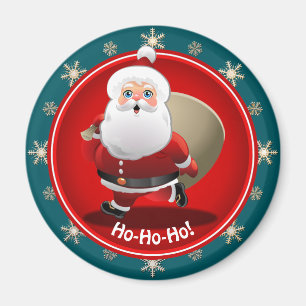 Funny Santa Claus mit einem Sack voller Geschenke Magnet