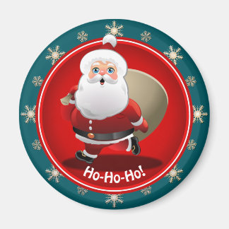 Funny Santa Claus mit einem Sack voller Geschenke Magnet