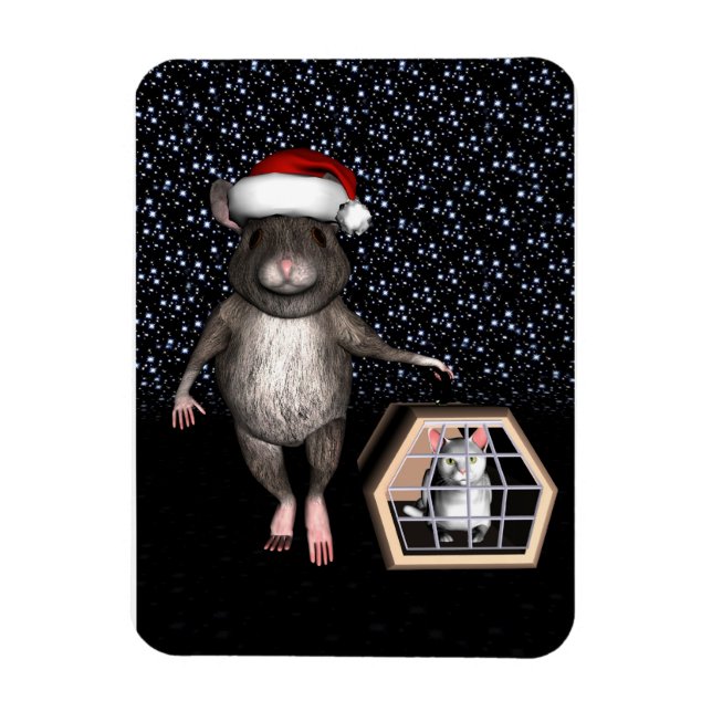 Funny Santa Claus Mouse Magnet (Vertikal)