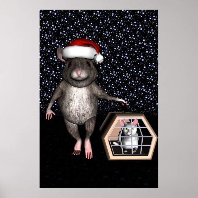 Funny Santa Claus Mouse Poster (Vorne)