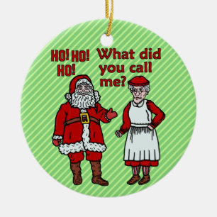 Funny Santa Claus & Mrs. Christmas Keramik Ornament