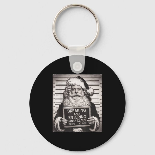 Funny Santa Claus Mugshot Christmas – Santa Xmas  Schlüsselanhänger (Vorderseite)