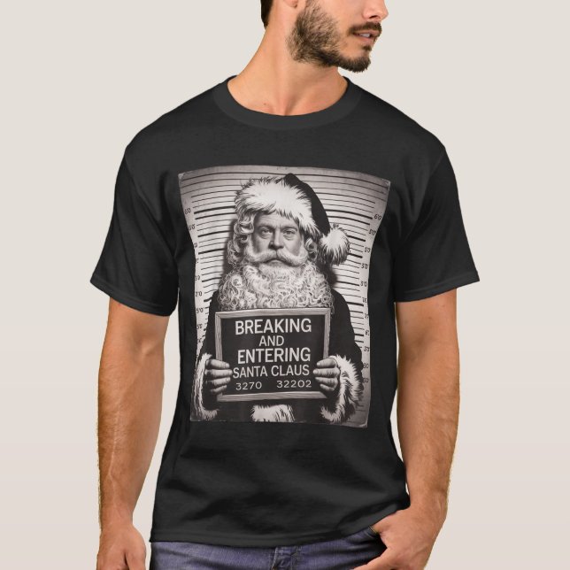 Funny Santa Claus Mugshot Christmas – Santa Xmas  T-Shirt (Vorderseite)