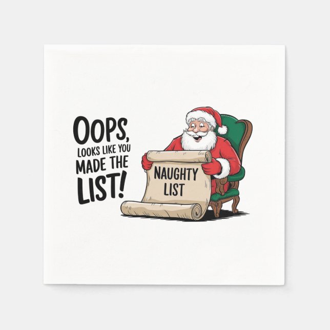 Funny Santa Claus Naughty List Weihnachtsdesign Serviette (Vorderseite)